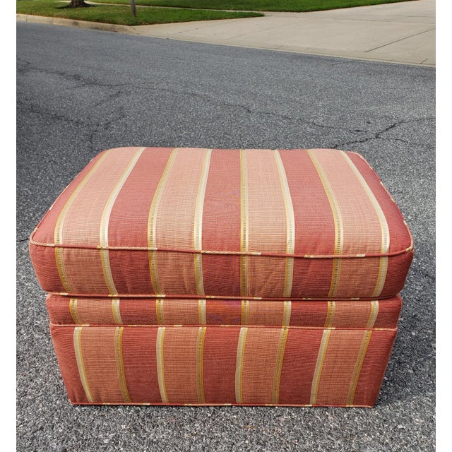 Modern Upholstered Rolling Ottoman With Two Matching Decorative Pillows For Sale - Image 4 of 7