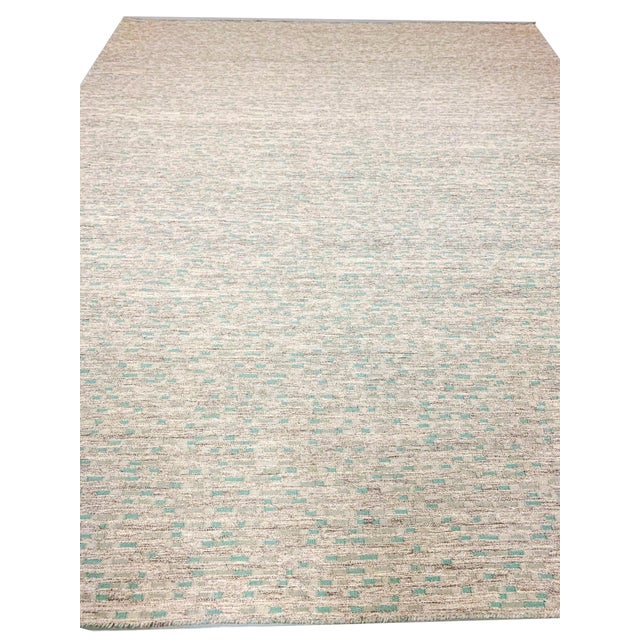 Turquoise Swedish Style Kilim Deco Aqua Rug 8' X 10' For Sale - Image 8 of 9