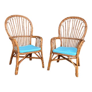 Pair of Vintage Bamboo Arm Chairs For Sale