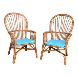 Pair of Vintage Bamboo Arm Chairs