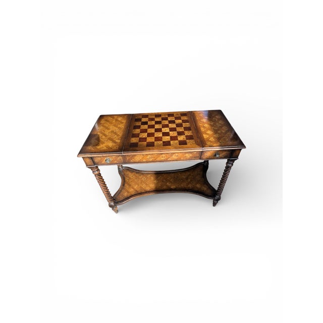 Vintage Bombay Company Parquetry Game Table For Sale In West Palm - Image 6 of 11