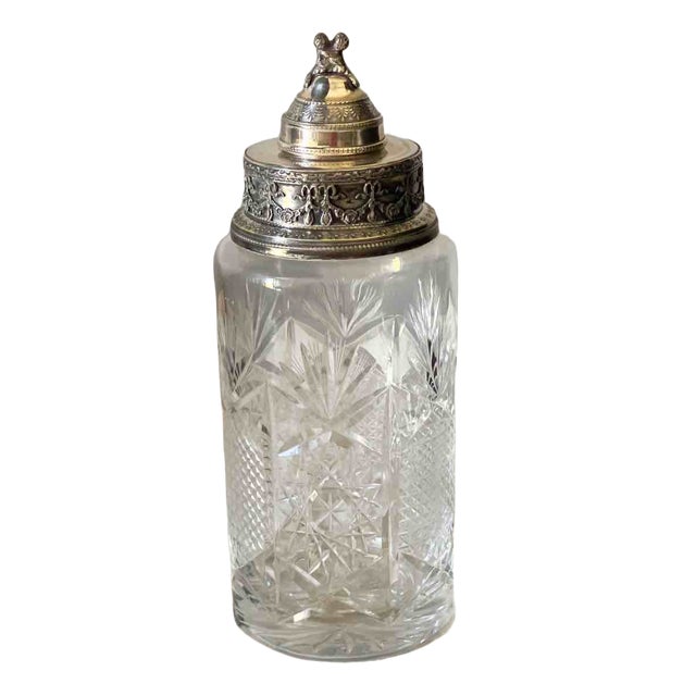 Vintage Louis XVI Shaker in Cut Crystal and Silver-Plated Metal, 1930s For Sale