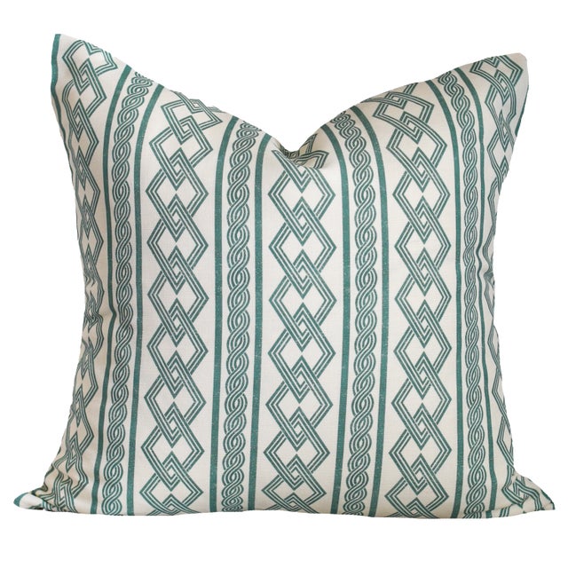 Lagoon // Verdigris from Lauren Servati Textiles Double-sided throw pillows in a knife edge finish with hidden zippers....