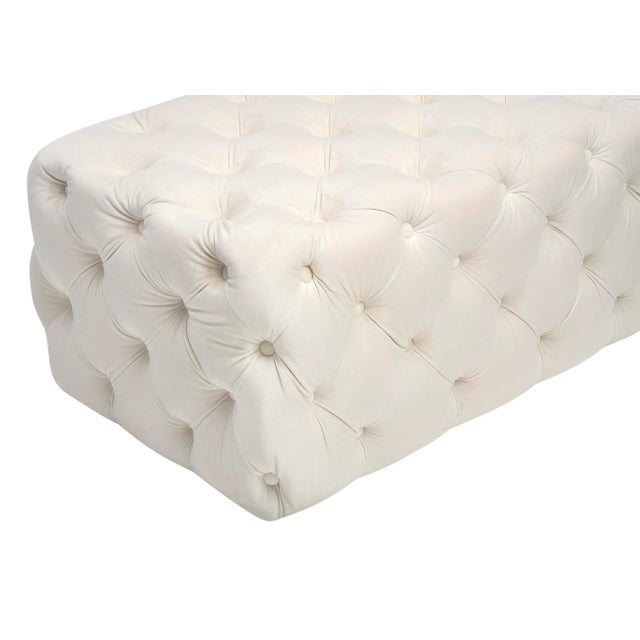Kaylee Jumbo Cream Velvet Ottoman For Sale - Image 4 of 7