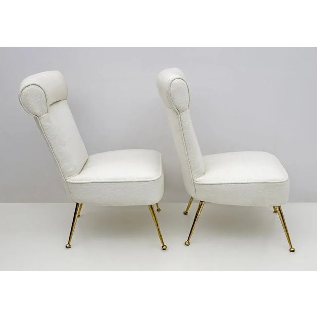 Set of Small Mid-Century Italian Modern Boucle Armchairs, 1950s For Sale - Image 4 of 8