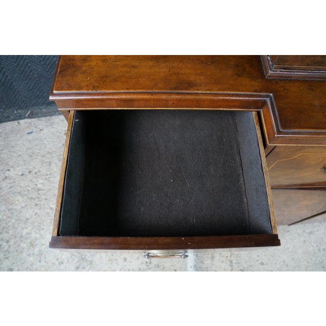 Mid Century Baker Georgian Mahogany Breakfront Bookcase Cabinet Bubble Glass, Attributed For Sale - Image 6 of 18