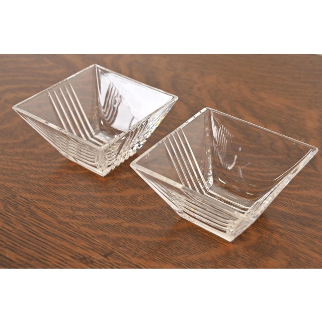 A gorgeous pair of cut crystal snack bowls By Tiffany & Co. (signed at the base) USA, Late 20th Century Each measures:...