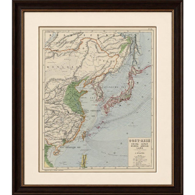 Antique Map of East Asia, Japan & Korea by J. Kuijper, circa 1860 A beautifully engraved and delicately hand-colored 19th-...
