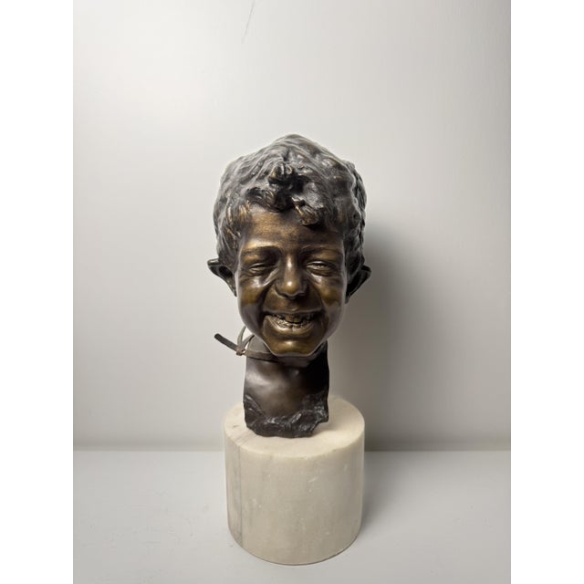 Head of a Neapolitan Street Urchin, Late 19th Century, Bronze on Marble Base For Sale - Image 4 of 18
