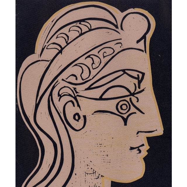 Abstract 1962 Pablo Picasso Linocut Engraving "Female Head in Profile" For Sale - Image 3 of 8