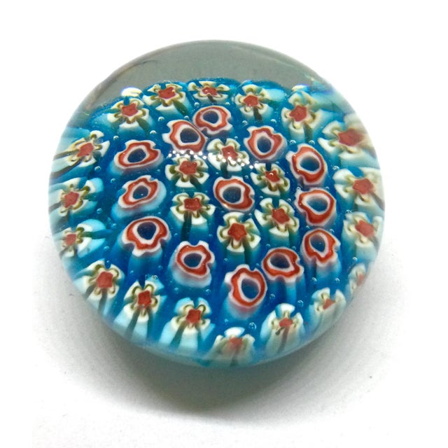 1980s Italian Milleflora Round Glass Paperweight For Sale - Image 10 of 10