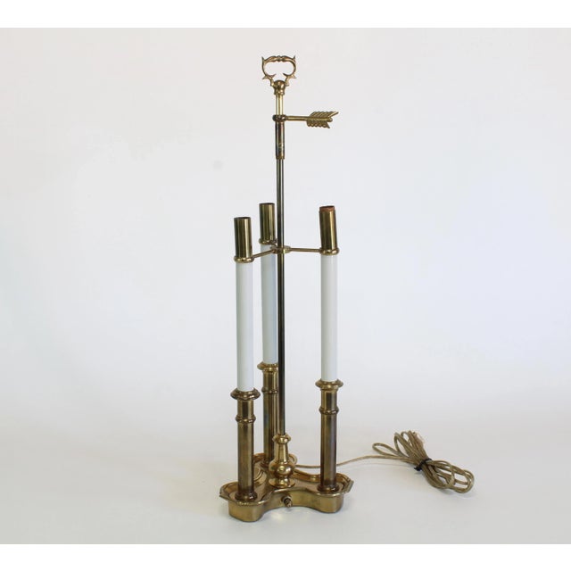 Mid-Century Modern Vintage Brass Candlestick Table Lamp For Sale - Image 3 of 4