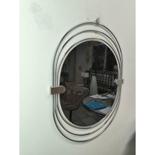 Silver Vintage Chrome Mirror from Sciolari, 1970s For Sale - Image 8 of 12