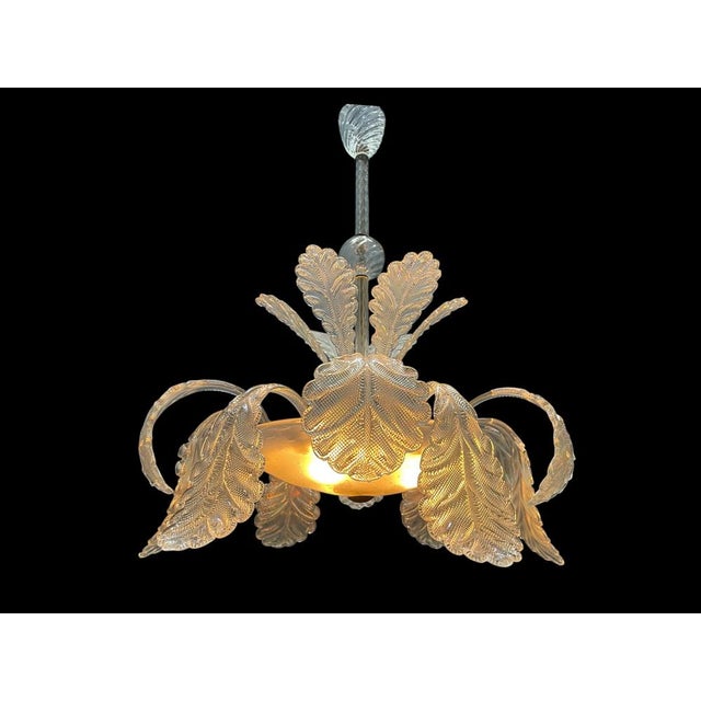 Large Murano Glass Leaf Chandelier by Barovier & Toso, Italy, 1950s Striking Italian chandelier from the 1950s attributed...