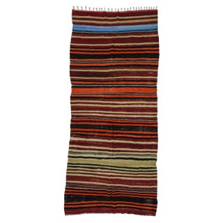 Striped Handwoven Vintage Kilim Rug- 5′7″ × 12′2″ For Sale