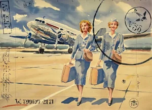 1995 Jack Learoy Starbrook Airlines: Heaven in a Suitcase Lithograph