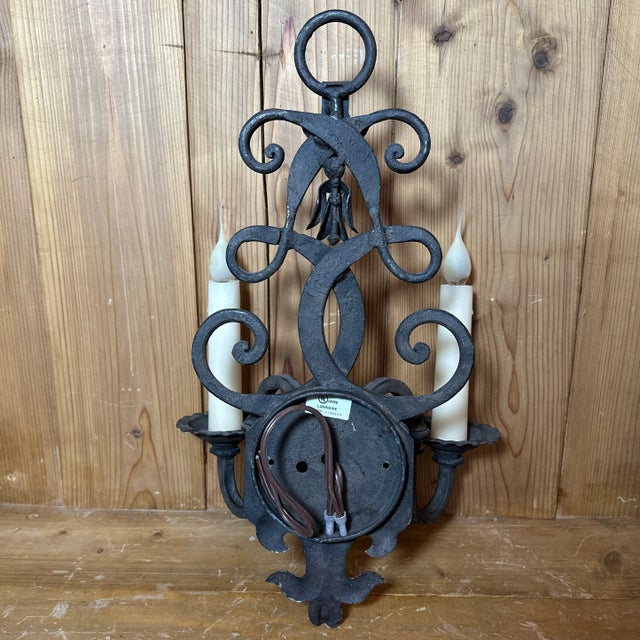 2010s Hand Forged Double Candle Wall Sconce. For Sale - Image 5 of 8