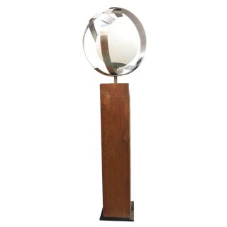 Mid-Century Continental Glass Aluminum Sculpture Floor Lamp For Sale