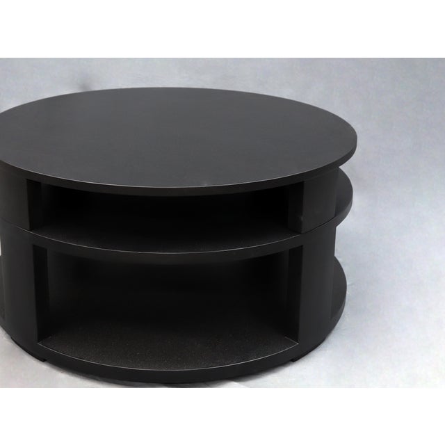 Vintage Circular Wooden Coffee Table in Black Finish For Sale - Image 4 of 6