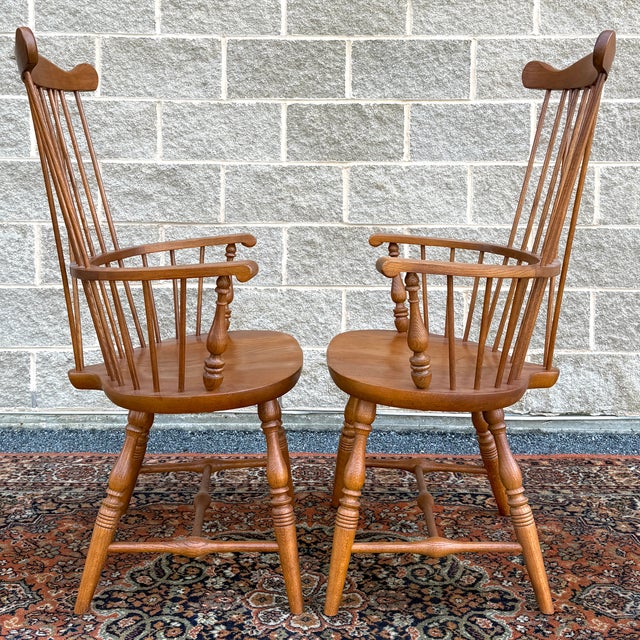 1990s Keller Furniture Traditional Solid Oak Nantucket Windsor Dining Chairs - Set of 6 For Sale - Image 9 of 16
