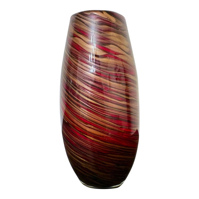 Murano Style Vintage Spiraled Hand Blown Glass Vase Sculpture For Sale