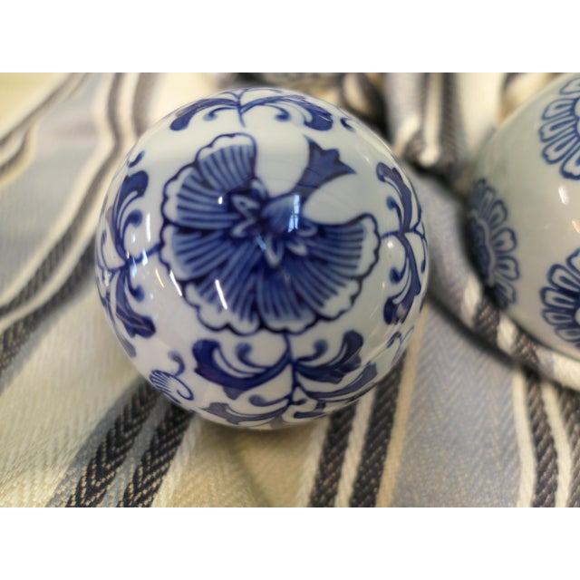 1970s Blue and White Decorative Ceramic Balls, 1970, Set of 10 For Sale - Image 5 of 8