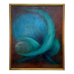 Mid-Century Abstract Oil Painting With Sinuous Organic Forms