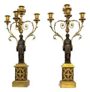 French Empire Four-Light Candleholders, Set of 2