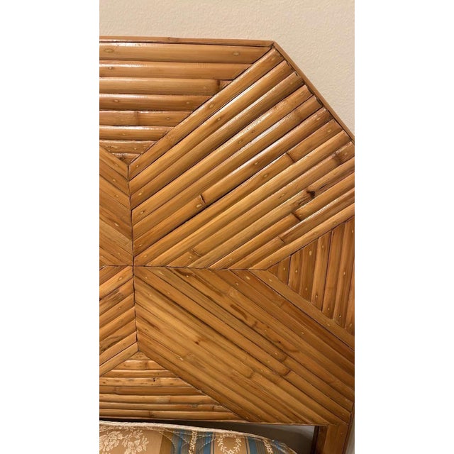 Hollywood Regency Geometric Split Reed & Bamboo King Bed Headboard (1970) For Sale - Image 3 of 4
