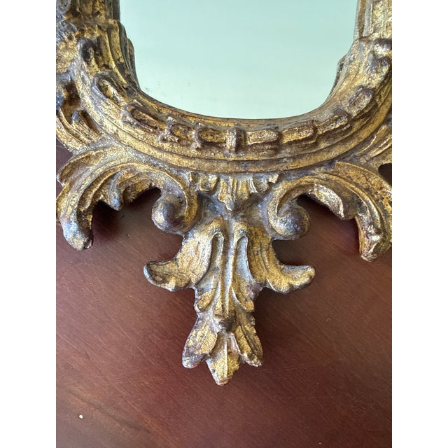 Mid 20th Century Vintage Italian Handcrafted Gilt Wood Mirror For Sale - Image 5 of 7