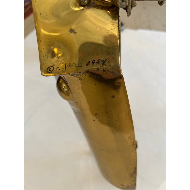 Signed Curtis Jere Midcentury Modern Brass Horse Head Wall Sculpture For Sale - Image 9 of 10