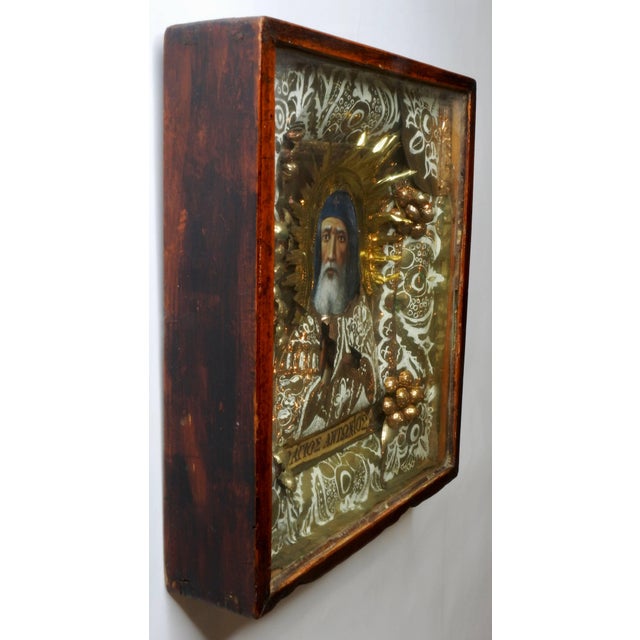 19th Century Greek Icon of St Anthony For Sale - Image 4 of 11