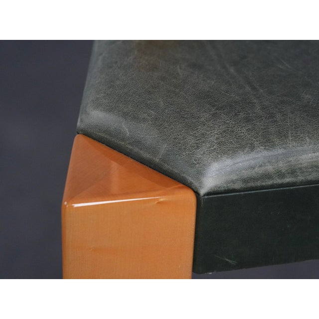 Architectural Wood and Leather Bar Stools, Netherlands, 1990s, Set of 3 For Sale - Image 9 of 11