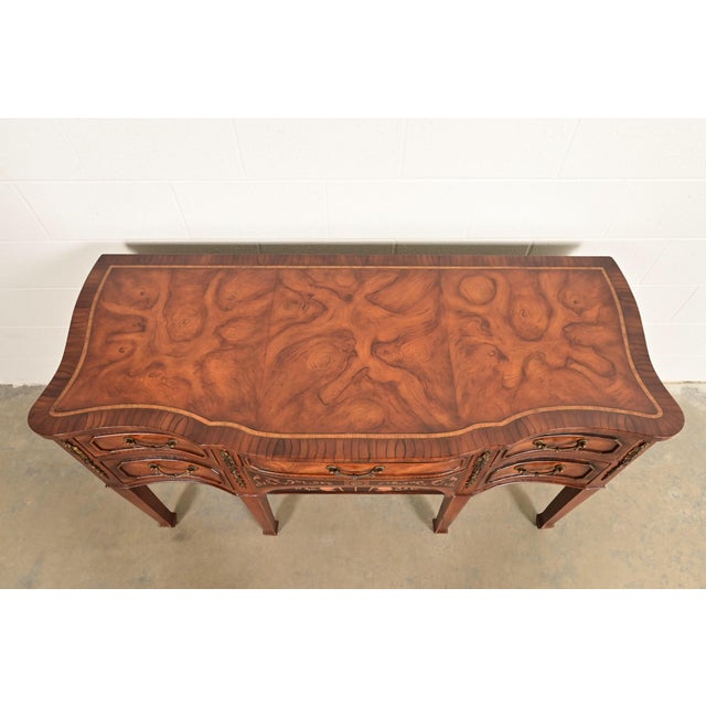 Maitland Smith Style French Regency Louis XVI Carved Mahogany and Burl Wood Sideboard Credenza For Sale - Image 11 of 14