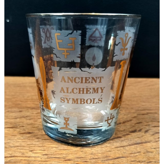 Glass Vintage 1960s Alchemy Symbols Tumbler Glasses Set of 5 For Sale - Image 7 of 7