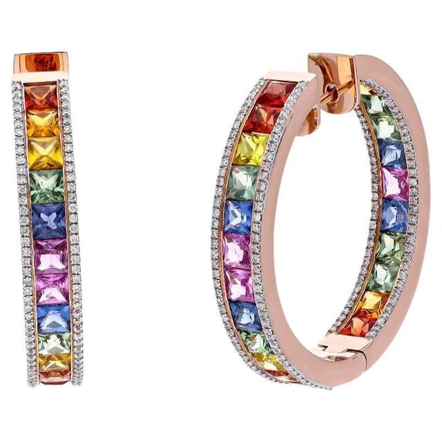 2010s Natural multi sapphire earrings in 18k gold For Sale - Image 5 of 18