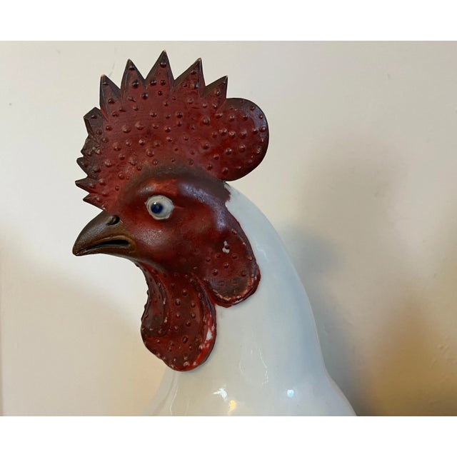 Large 18th Century Chinese Export Porcelain Cockerels or Roosters on Fitted Carved Wood Bases - a Pair For Sale In New York - Image 6 of 13