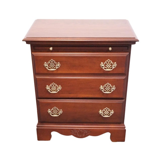 Traditional Kincaid Furniture Lenoir Collection Solid Cherry Traditional Style 26" Two Drawer Nightstand 21-142 For Sale - Image 3 of 15