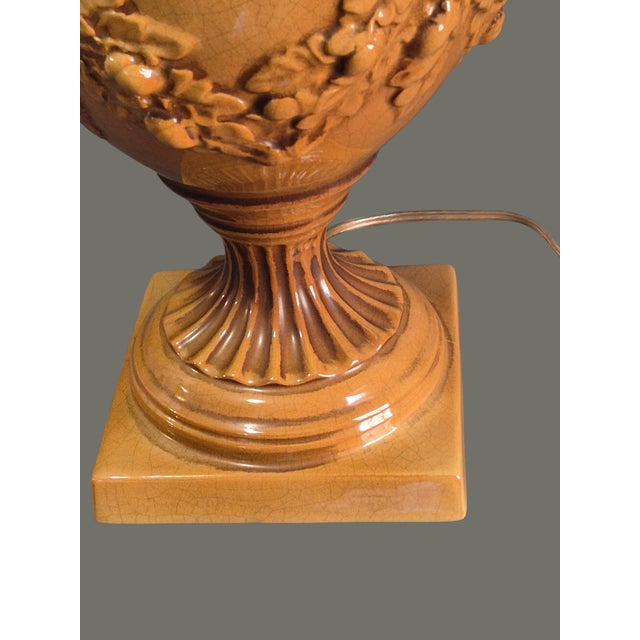 Neoclassical Vintage Neoclassical Urn Swag Bradburn Gallery Glazed Pottery Table Lamp Original Finial For Sale - Image 3 of 13