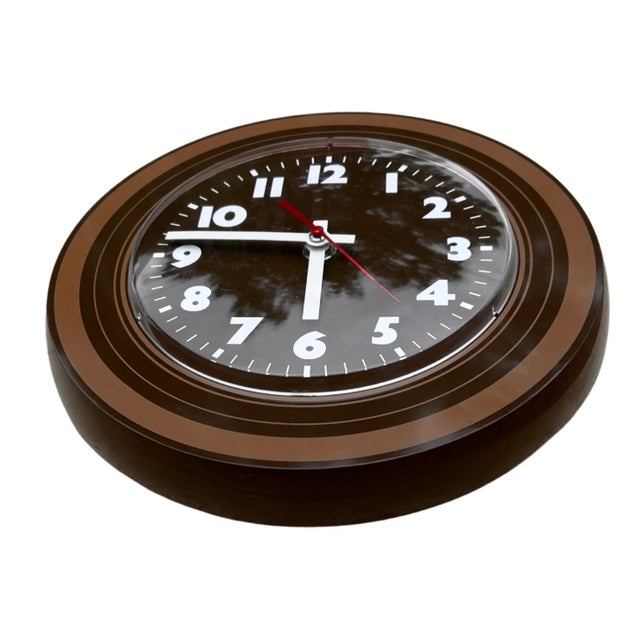 Mid-Century Modern Opart Style Wall Clock Weimar, Germany, 1970s For Sale - Image 3 of 8