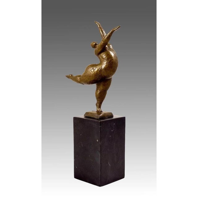 Modern Art Statue of Balancing Nude Dancer, Bronze For Sale - Image 5 of 6