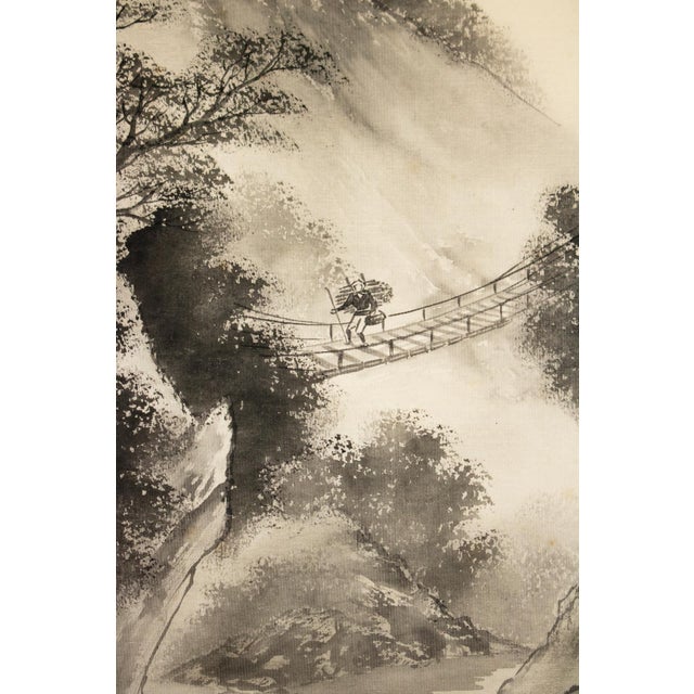 Showa Era Japanese Sansui Scroll Painting by Keigen For Sale - Image 10 of 17