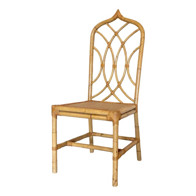 Wicker and Bamboo Chair, 1970s For Sale