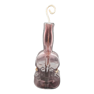 Vintage Large Violin Bottle, Amethyst Glass, With Original Wall Hanger
