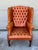 Vintage Chesterfield Georgian Leather Wing Back Button Tufted Chair Ottoman Brass Nailhead For Sale In San Francisco - Image 6 of 16