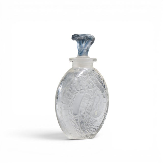 Early 20th Century René Lalique Serpent Blue Glass Perfume Bottle For Sale - Image 5 of 11