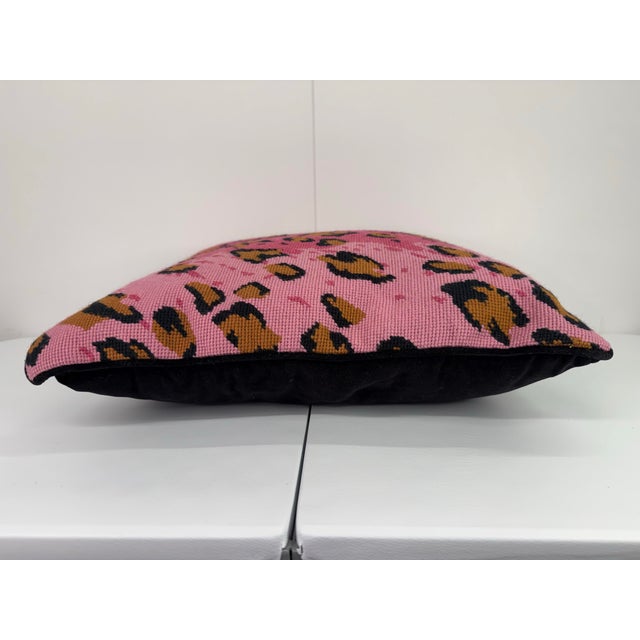 Hot Pink Vintage Needlepoint Pillow For Sale - Image 8 of 12