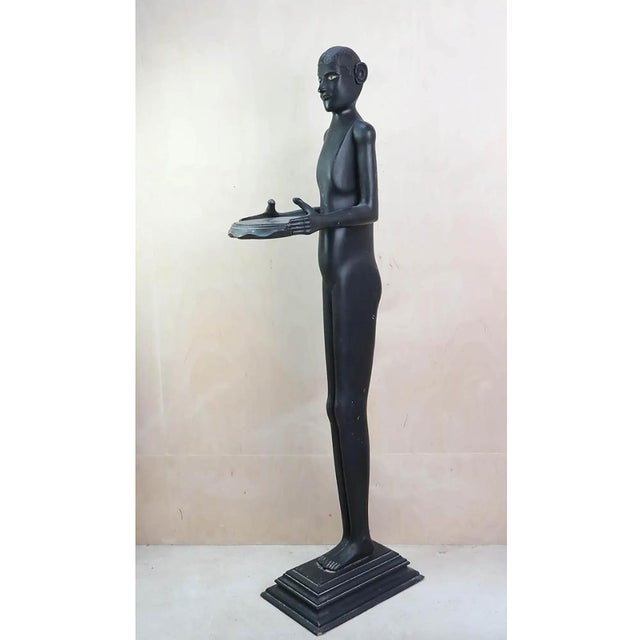 Vintage Art Deco Carved Wood Bell Boy Card Holder, 1920s For Sale - Image 4 of 9