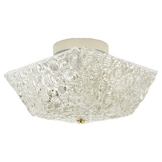 Square Brass and Textured Glass Ceiling Light by J. T. Kalmar for Kalmar, 1950s For Sale