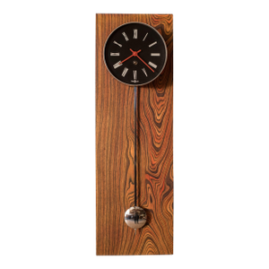 Mid Century Modern Zebrawood and Chrome Wall Clock by Howard Miller